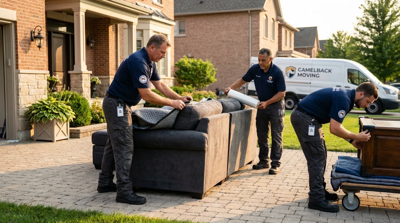 Large estate moving crew wrapping furniture in Holloman Air Force Base, NM
