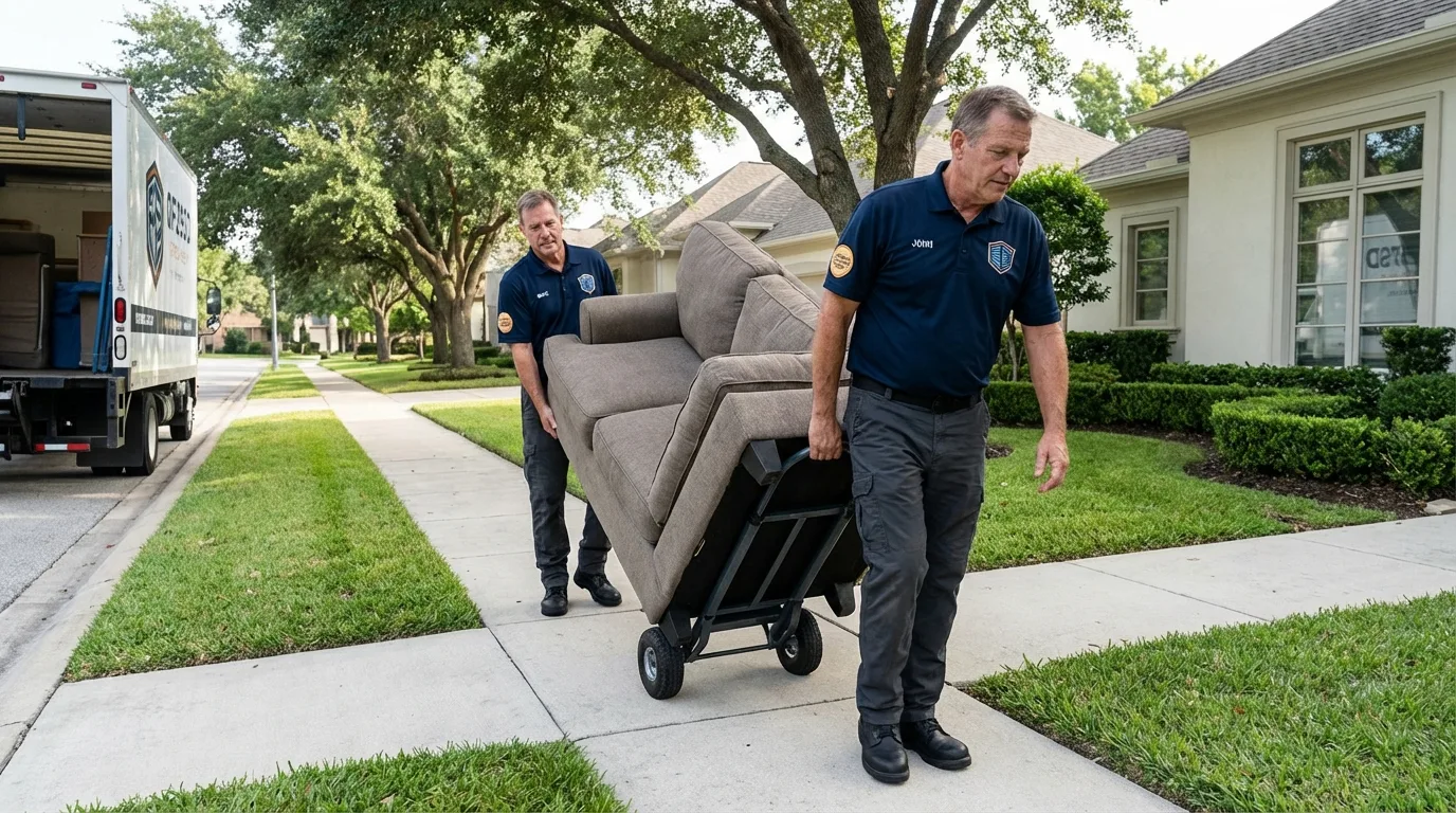 Local residential moving crew loading furniture in Holloman Air Force Base, NM