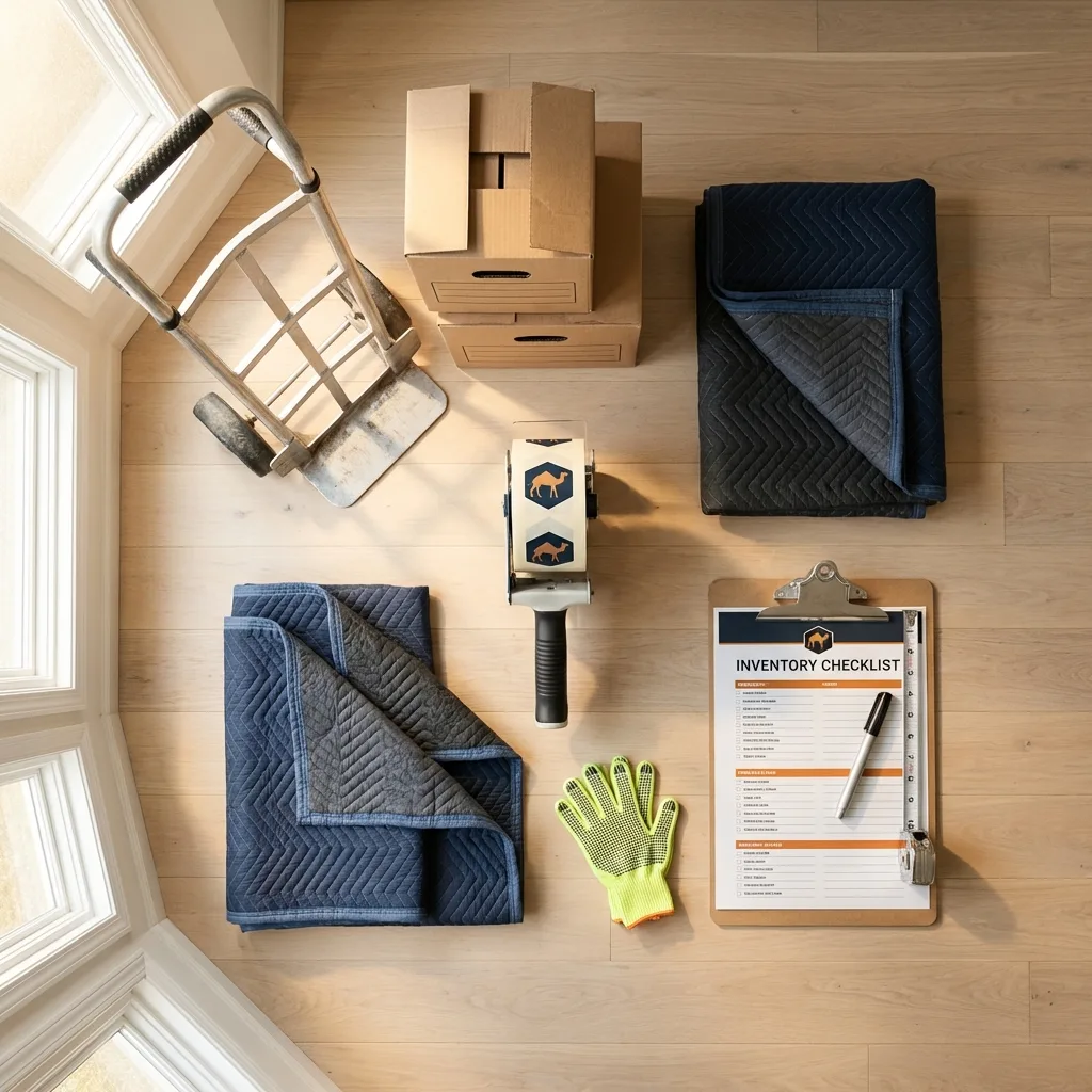 Professional moving supplies and packing materials layout for Holloman Air Force Base residential relocations